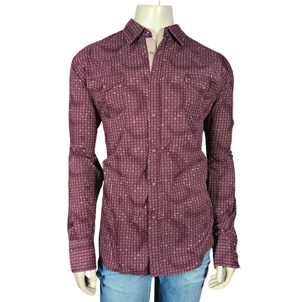 Patron Cito Western Shirt Size XXL Red and Black Damask Print Long Sleeve